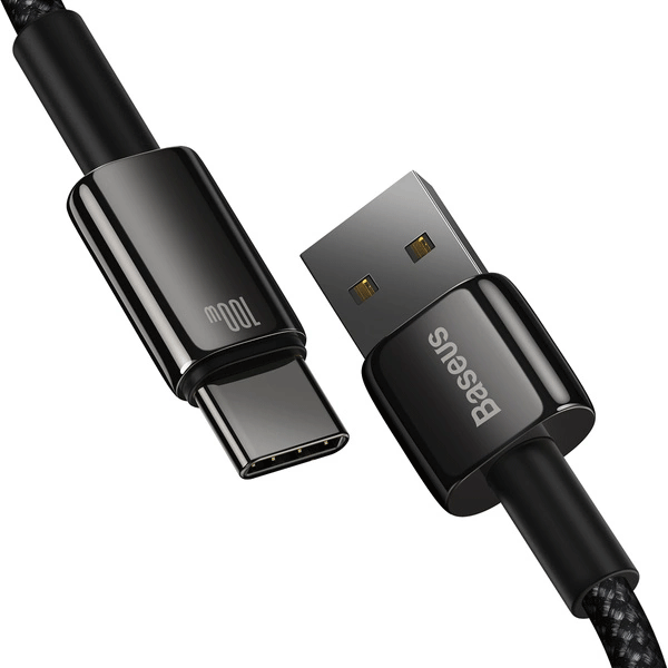 Baseus Tungsten Gold Lade-/Datenkabel USB-A zu USB-C 480Mb/s 100W 2m, schwarz (CAWJ000101)