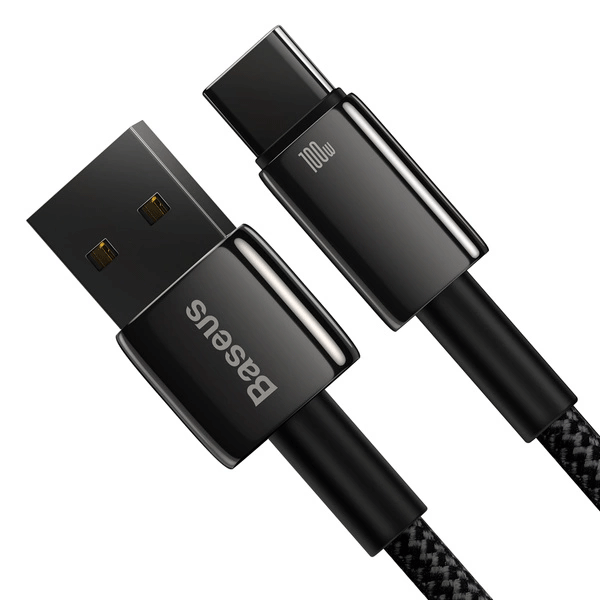 Baseus Tungsten Gold Lade-/Datenkabel USB-A zu USB-C 480Mb/s 100W 2m, schwarz (CAWJ000101)