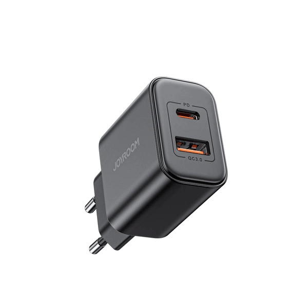 Joyroom JR-TCF05 20W USB-A + USB-C Dual Ladegerät + USB-C zu USB-C Kabel, schwarz (JR-TCF05)