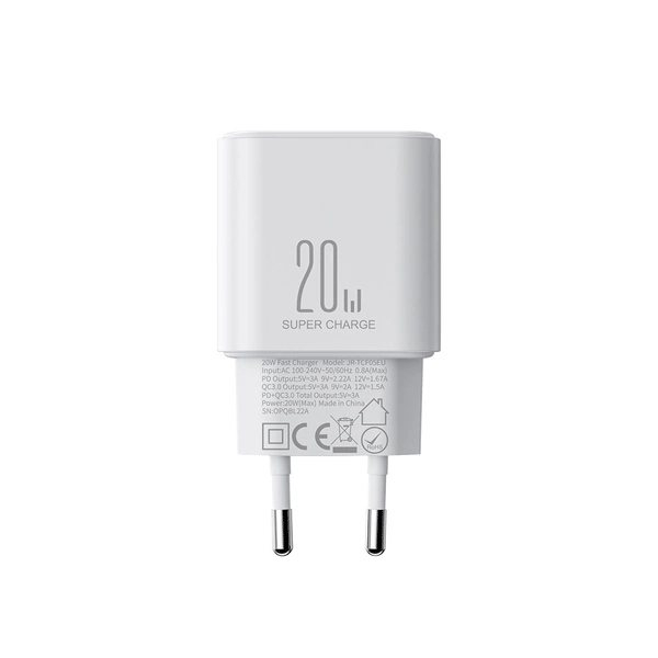 Joyroom JR-TCF05 20W USB-A + USB-C Dual Ladegerät + USB-C zu USB-C Kabel, weiss (JR-TCF05)