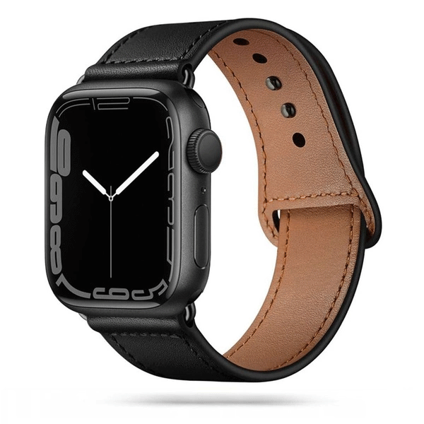 Tech-Protect Leder Fit-Armband für Apple Watch 4 / 5 / 6 / 7 / 8 / 9 / SE / Ultra 1 / 2 (42/44/45/49 mm), schwarz