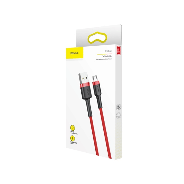 Baseus  USB / Micro-USB Datenkabel/Ladekabel, Nylon Geflochten QC3.0, 2.4A rot (1M)