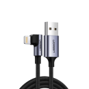 Ugreen Winkel Nylon geflochten USB Ladekabel/Datenkabel - Lightning MFI Lightning 2,4A schwarz (1m)