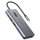 Choetech multifunktion HUB mit Display 12in1 USB-C auf USB-C, USB-A, HDMI, VGA, AUX, SD,TF grau