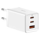 Baseus GaN 2x USB-C 1x USB-A 65W Schnellladegerät GaN5 Pro + USB-C zu USB-C 100W Ladekabel, weiss